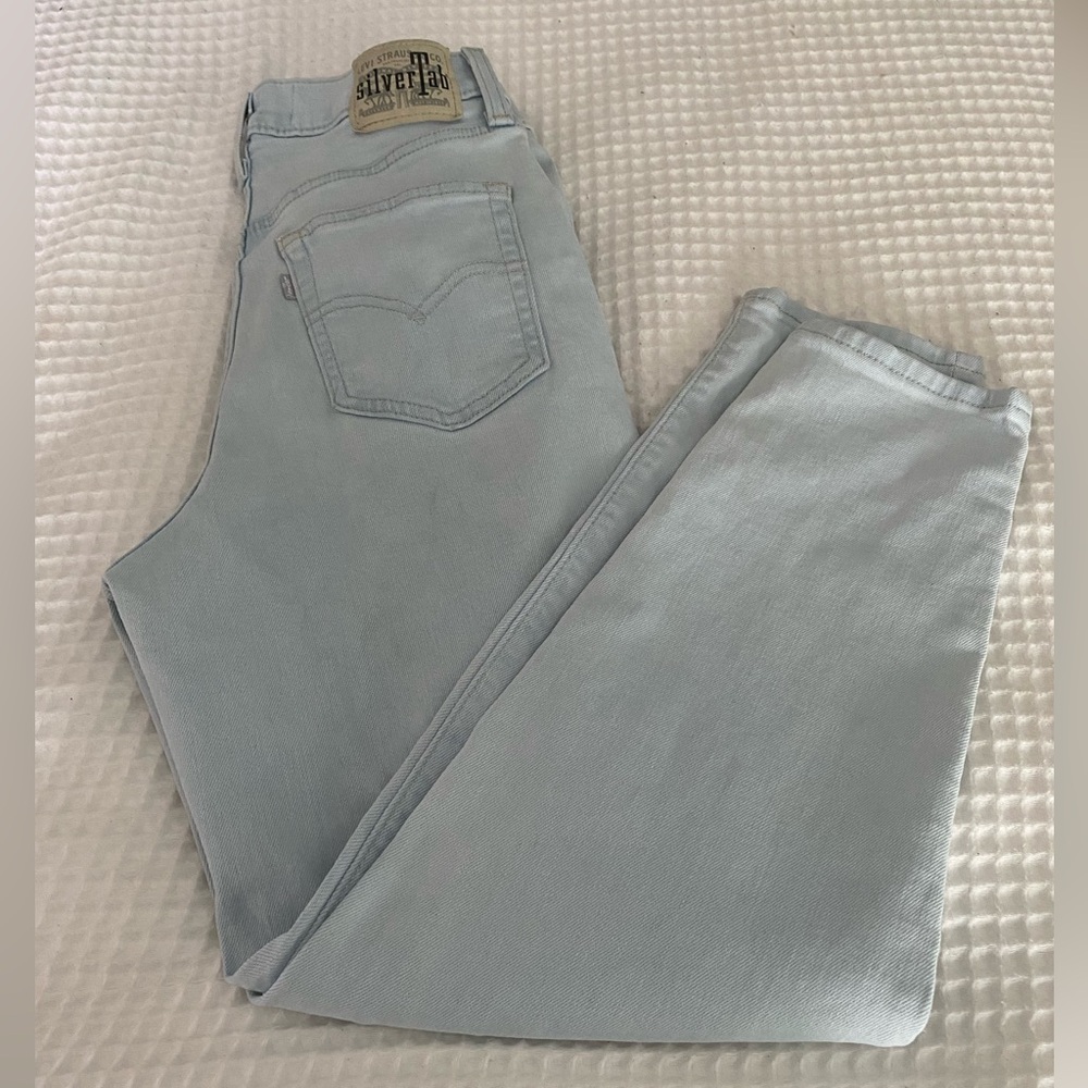 Levi's silver tan Light Blue High Rise Mom Jeans